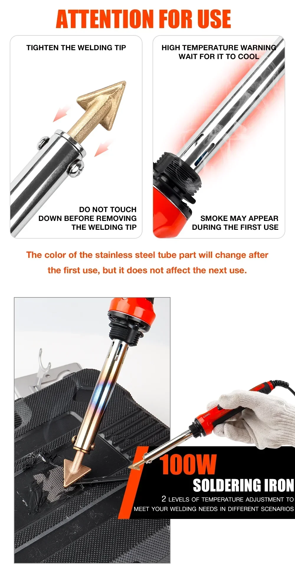 Professioneller Kunststoff-Reparatur-Lötkolben 220V/110V für Autostoßstangen & Beschädigten Kunststoff, Temperatur Einstellbar, Inklusive PP/PE/ABS/PVC-Lötungsmittel – Detail 7