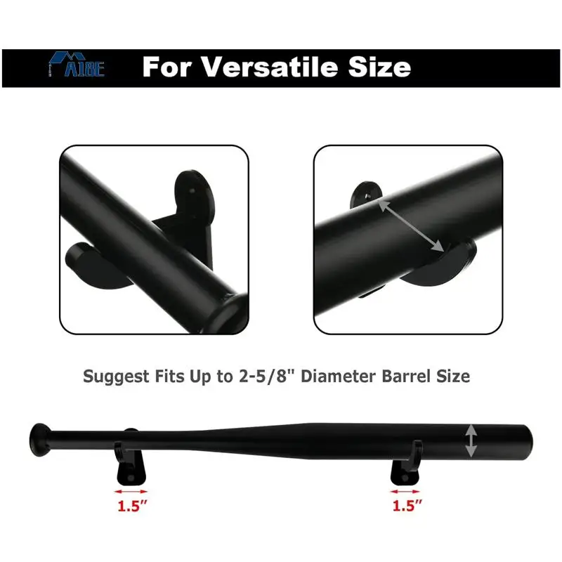 

A18E-1 пара акриловых настенных держателей для бейсбольной биты, дисплей для бейсбольной биты, стойка для софтбольных бит, коллекционный кронштейн, черный прочный