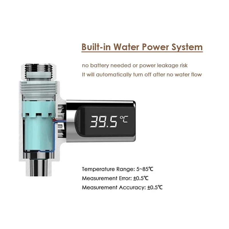 Hot Tub Water Temperature Monitor Electricity LED Display Home Shower Faucets Water Thermometer Bathing Temperature Meter