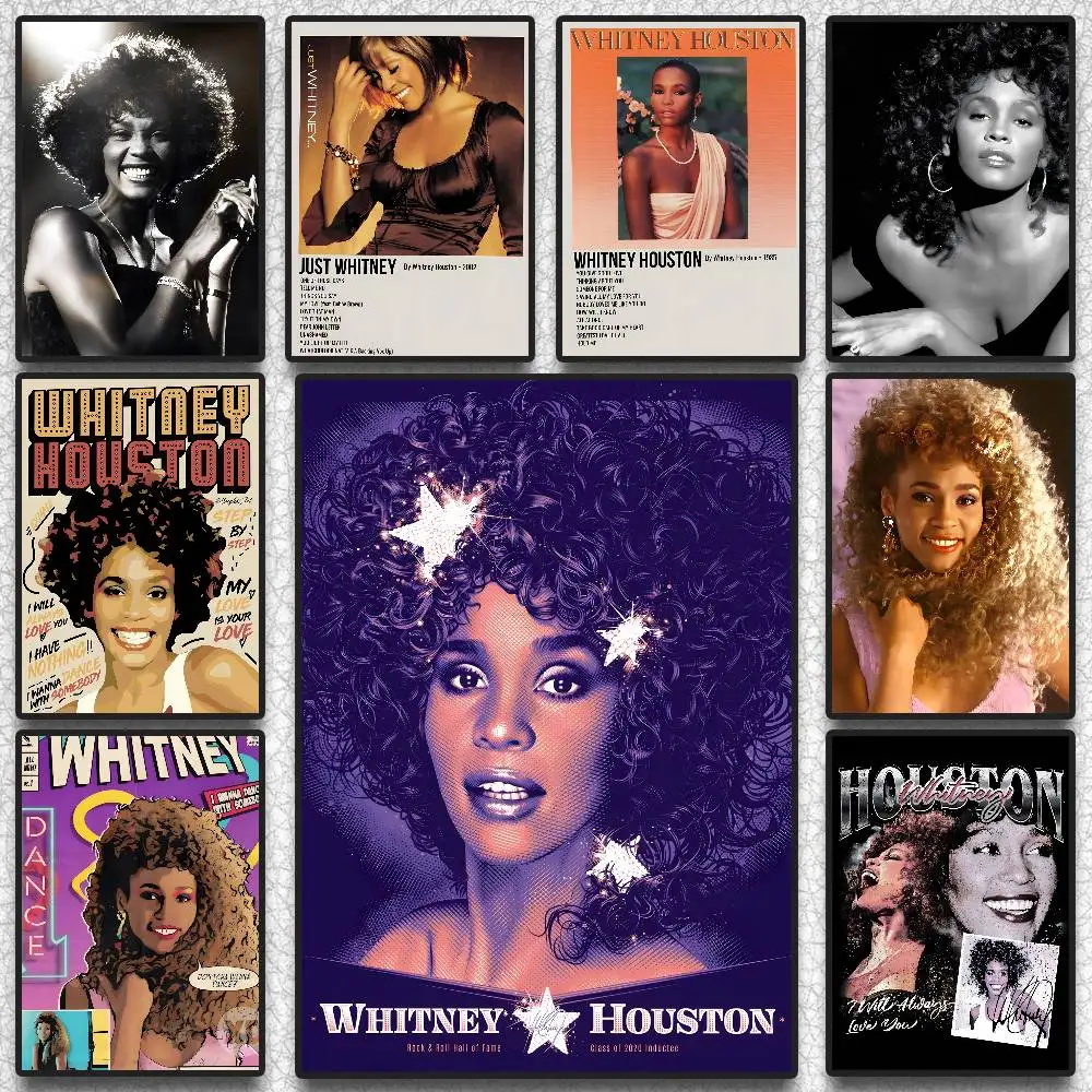 ملصق W-Whitney هيوستن عالي الدقة على الحائط اللاصق المقاوم للماء لغرفة المعيشة المنزلية وغرفة النوم والديكور الجمالي