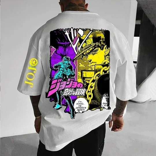 

Новая летняя мужская футболка большого размера в стиле аниме, уличная брендовая одежда Jojo's Y2k, повседневные хлопковые женские футболки с короткими рукавами и графикой