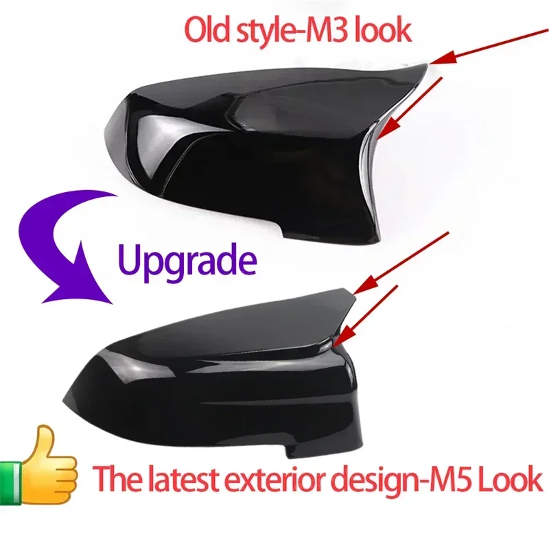 M5 style Carbon Fiber Look Black Rearview Side Mirror cover Caps for BMW 5 6 7 Series F10 F11 F18 F07 F12 F13 F06 F01 F02 LCI