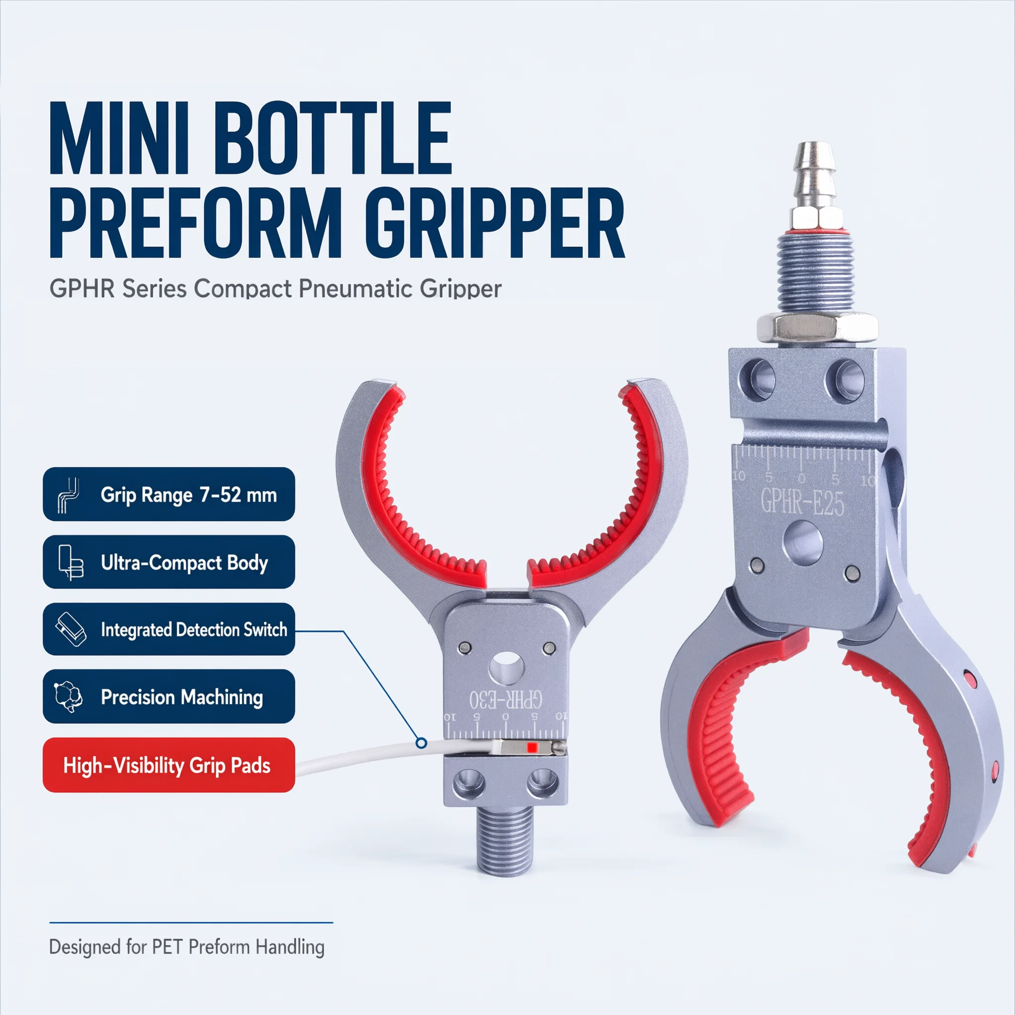 GPR-E Mini Preform Gripper Magnetic Detection Compact Clamp for Bottle Preform Cylindrical Product