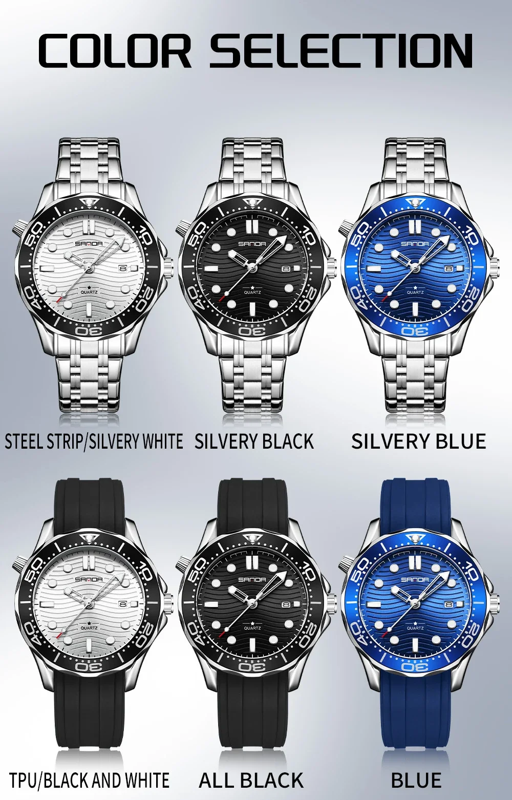 SANDA 2025 New Men's Quartz Watch TEMU Multifunctional Waterproof Luminous Calendar Business Men's Quartz Watch 1145