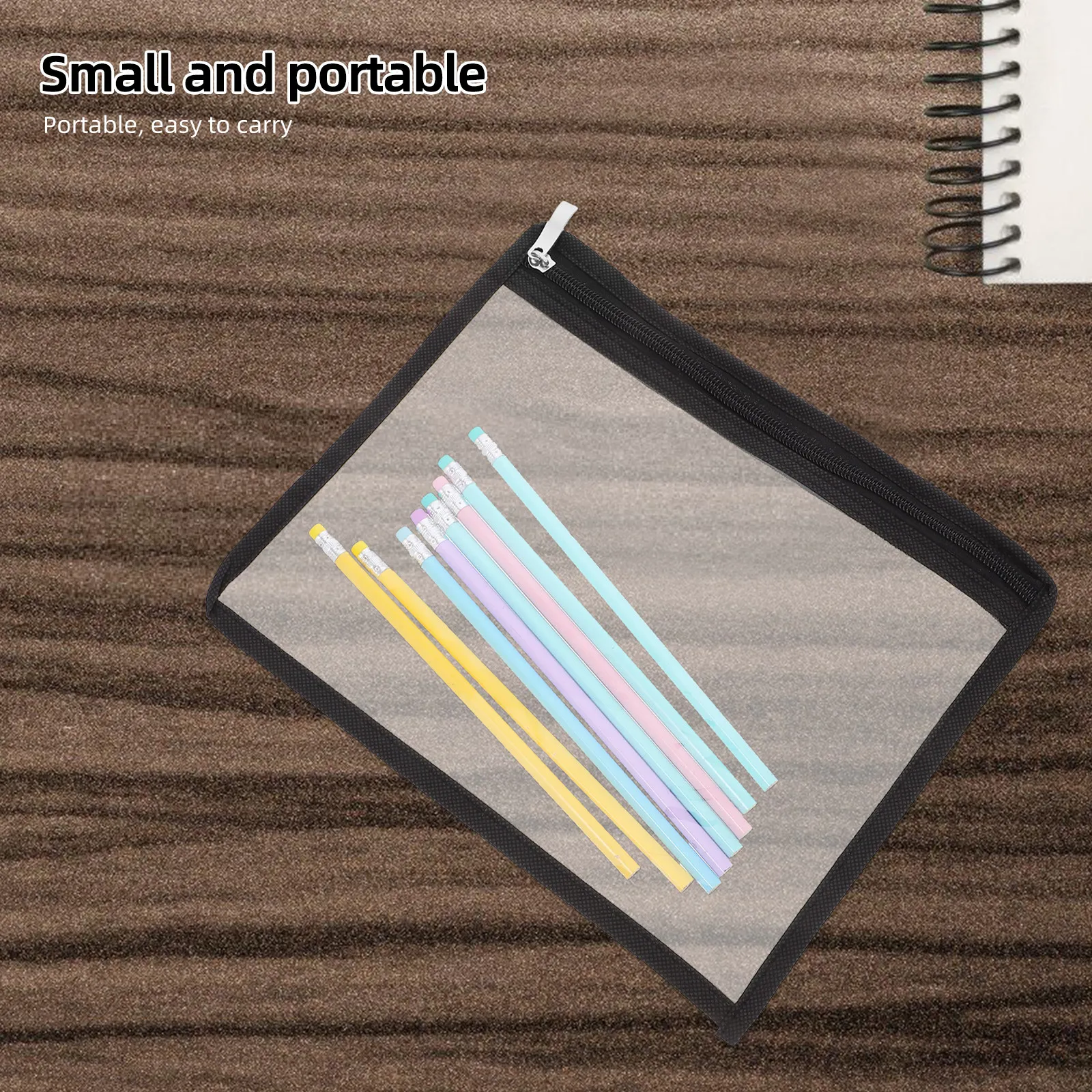 

6Pcs Clear PVC Zipper Pouches Transparent Waterproof Stationery Organizer for School Office Travel Document Storage