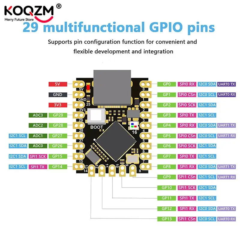 RP2040-SuperMini Conselho de Desenvolvimento para Raspberry Pi Pico, Dual-Core, Suporta Mciro Python, Flash 2MB, 1Pc
