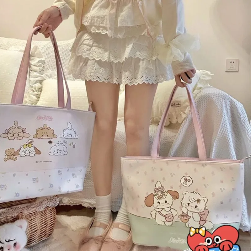 Cartoon Mikko Tote Bag Kawaii Mousse Cammy Souffle Latte Large Capacity Handbag Girls Travling Shopping PU Leather Shoulder Bag