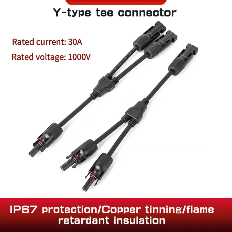 2Y Branch parallel connection 30A 1000V Electrical Solar Connector Photovoltaic 2pcs solar Panel Cable Wire Connect