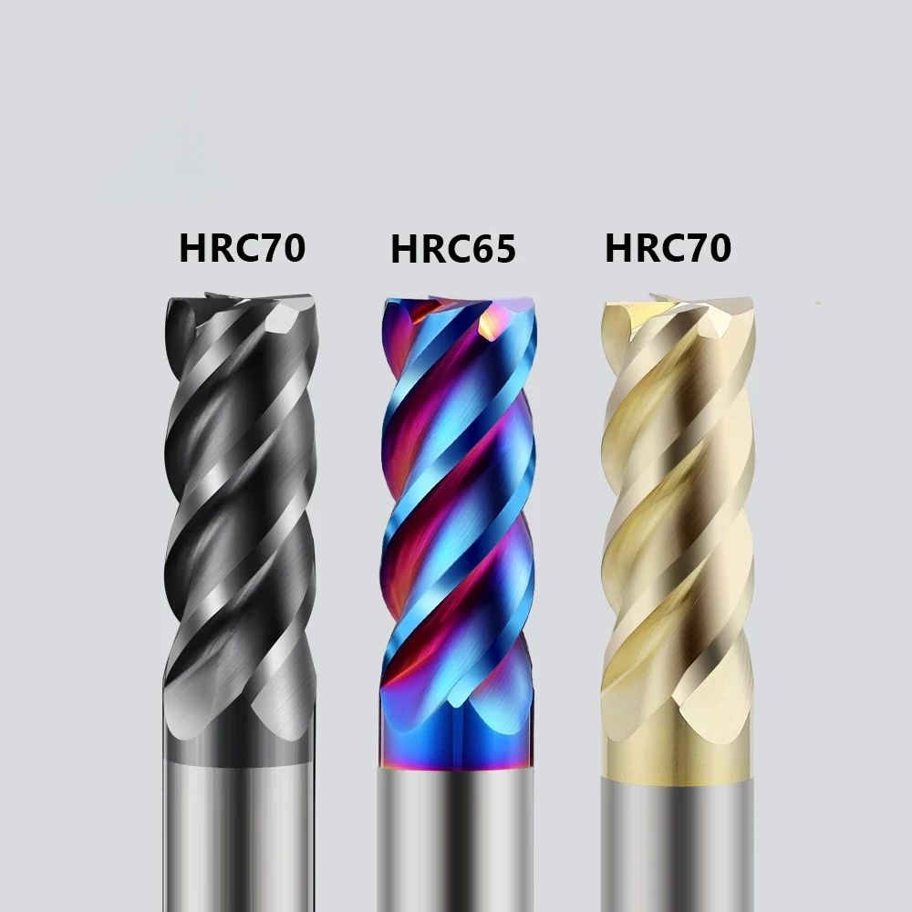 

HRC70 HRC65 Carbide Flat End Corner Radius Tungsten Cutter 4 Flute Metal Steel Tool Key Face Square Router Bit 4mm 6 8 12 Shank