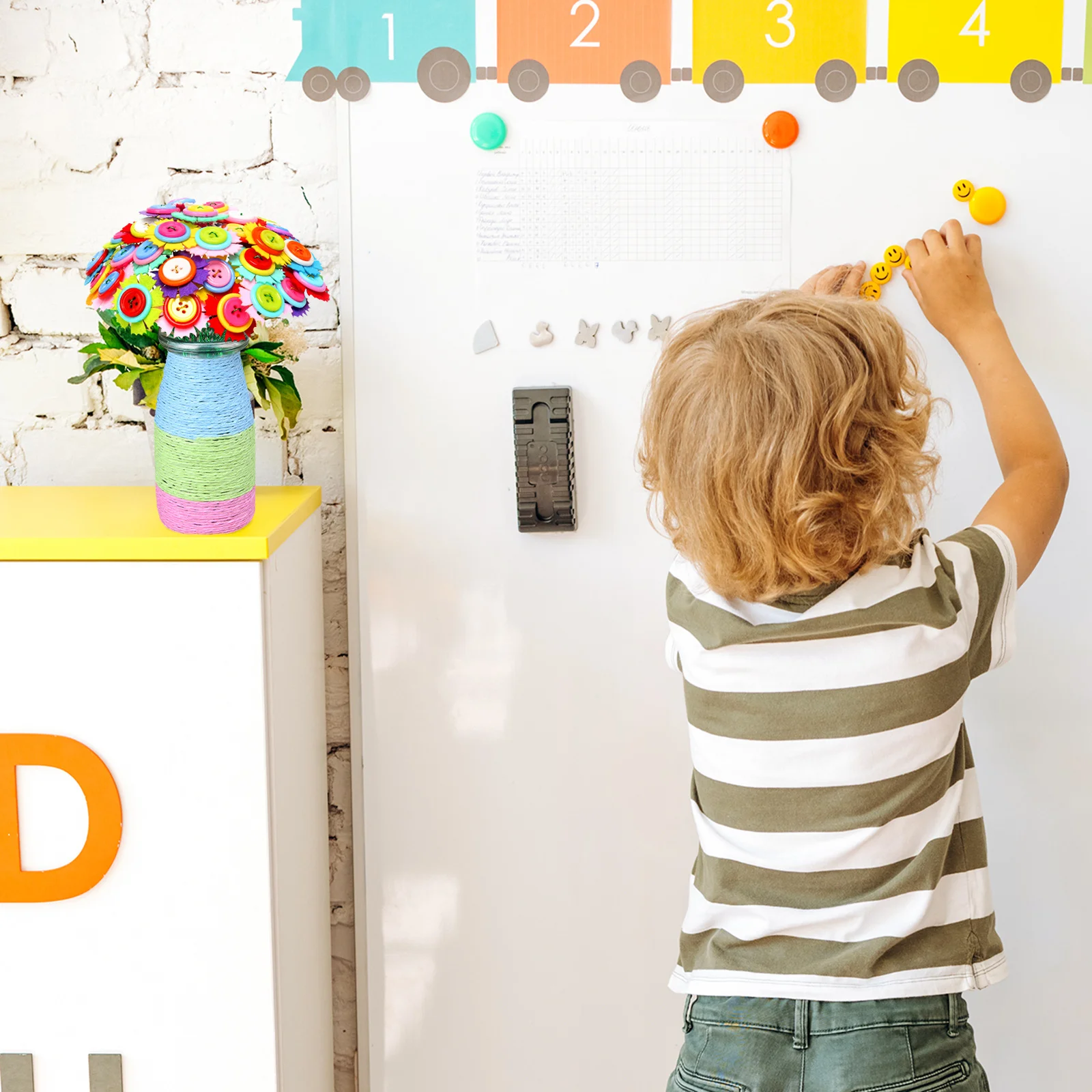 مجموعتان من أدوات الحرف اليدوية للأطفال بأزرار زهور آمنة عديمة الرائحة وألوان زاهية عملية على القدرة التعليمية للحفلات