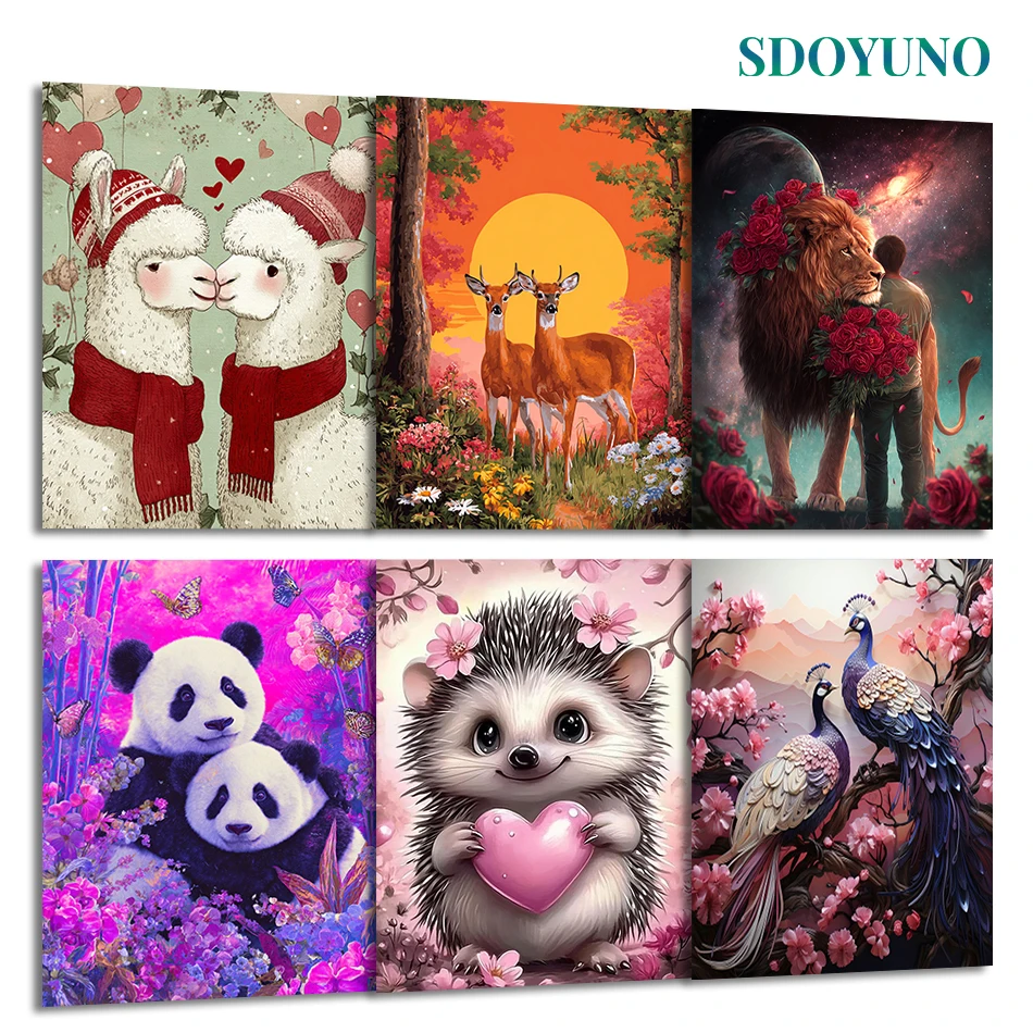 

SDOYUNO Painting Paints By Numbers Valentines Day Gift Animal Couple Markers By Numbers Picture Drawing Diy Draw Home Decoration