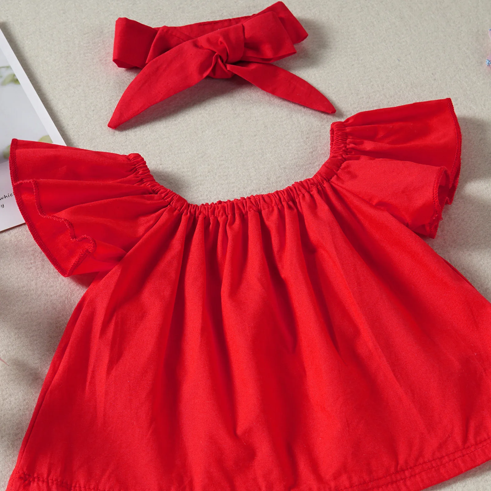 여름 아기 여자아이 레드 플라이 슬리브 탑 스커트와 데 - Baby Clothing Clearance 리뷰 및 가격