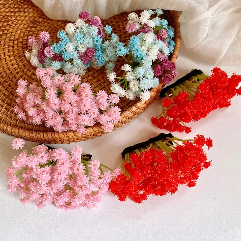 Sweet Colorful Flower Hair Clips for Women Fairy Floral Blossom Duckbill Side Clip Elegant Hairpin Bridesmaid Party Wedding B