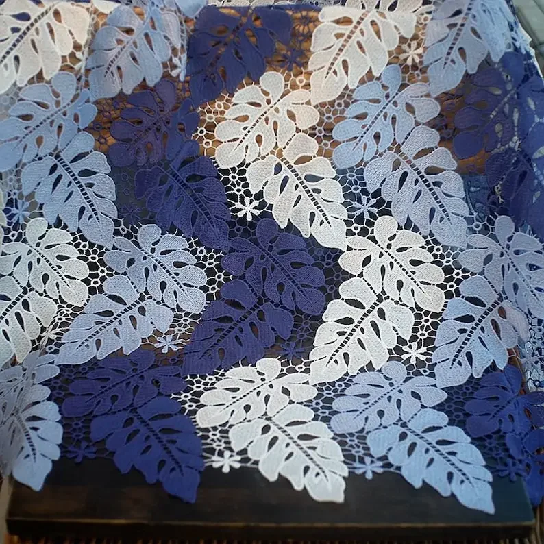 

8 Colors Hollow out leaf embroidered lace fabric leaf tulle fabric For Girl Dress Tutu Dress Wedding Dress Bridal Veil 1 yard