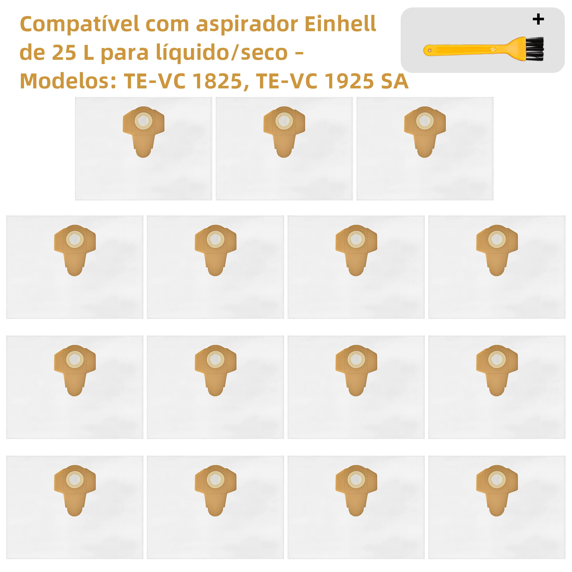 Sacos para Aspirador de Pó 25 L Compatíveis com Todos os Aspiradores de Pó Úmido/Seco Einhell de 25 Litros | Saco Coletor de Sujeira Adequado para 2351190