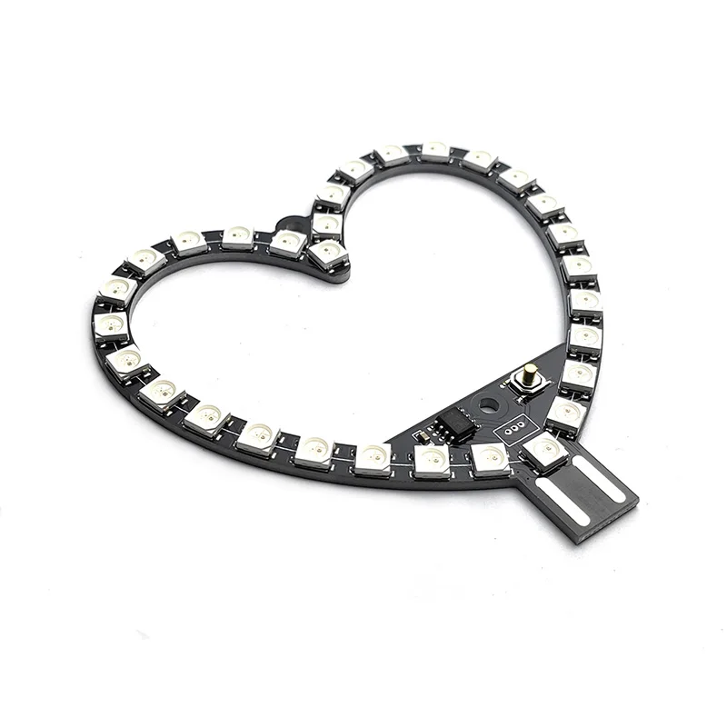 

30-ламповая светодиодная кнопка RGB в форме сердца для переключения нескольких методов вспышки WS2812