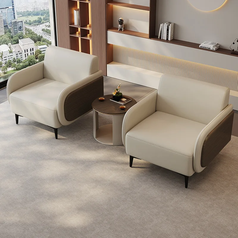 

Modern Simple Leisure Reception Meeting Sofa with Coffee Table Synthetic Leather Cover for Office & Living Room Use for Hotels