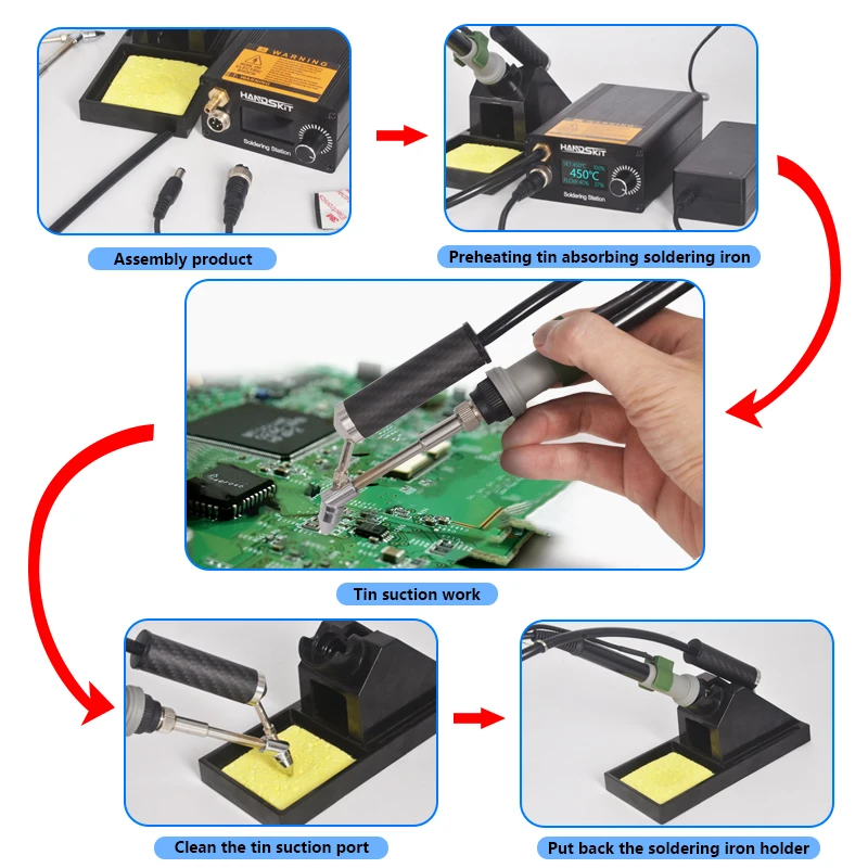 T12A Suction Tin Gun Desoldering Station Hot Air Gun Soldering Iron Suction Pen Intelligent STM 32 Soldering Station