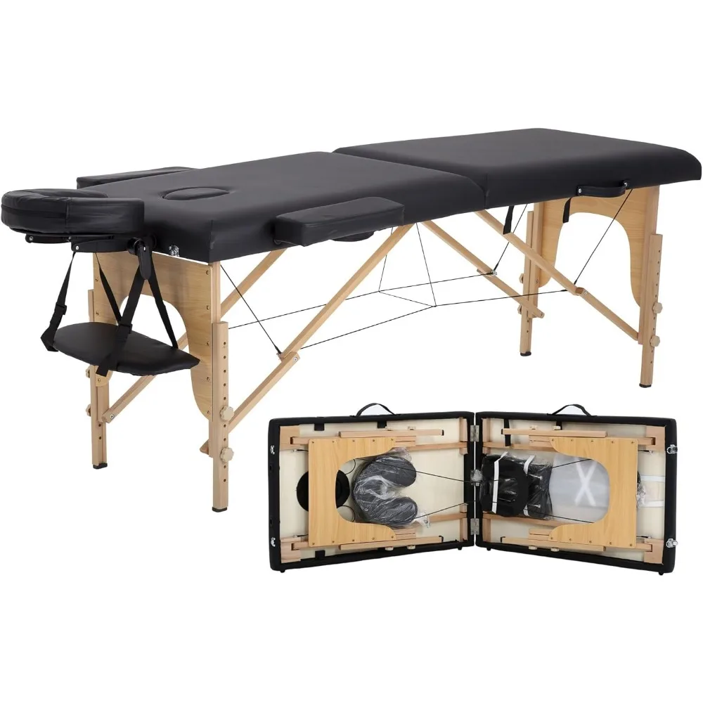 Massage Bed Portable Massage Table 24 inche Wide Lash Bed 2 Folding Heigh Adjustable Spa Table with Non-Woven Bag for Spa