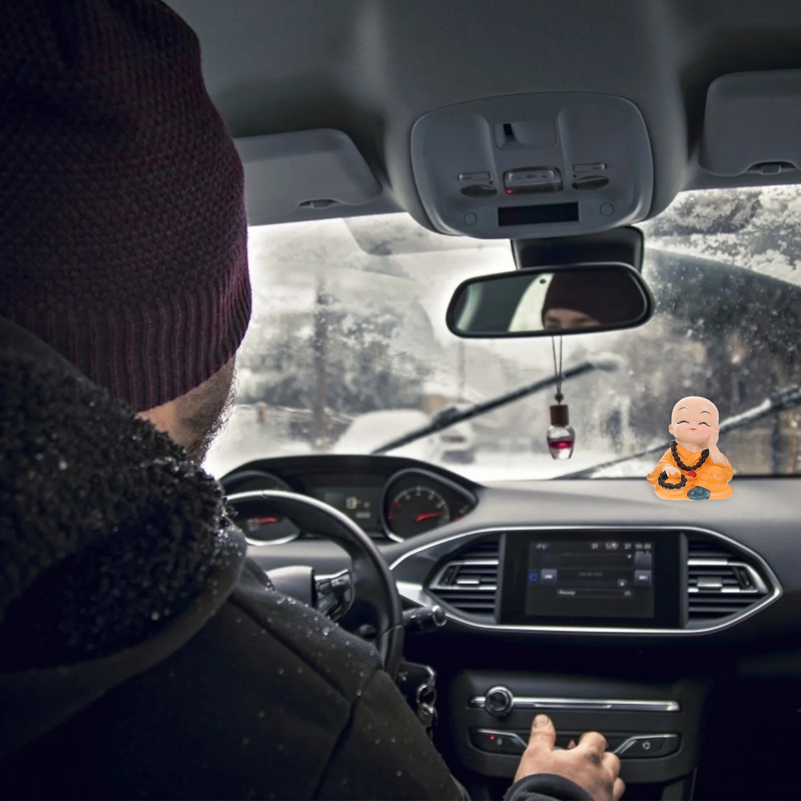 

4Pcs Car Decor Desktop Ornament Cute Mini Buddha Statue for Car Home Office Desk Decoration Unique Gift Kids Room