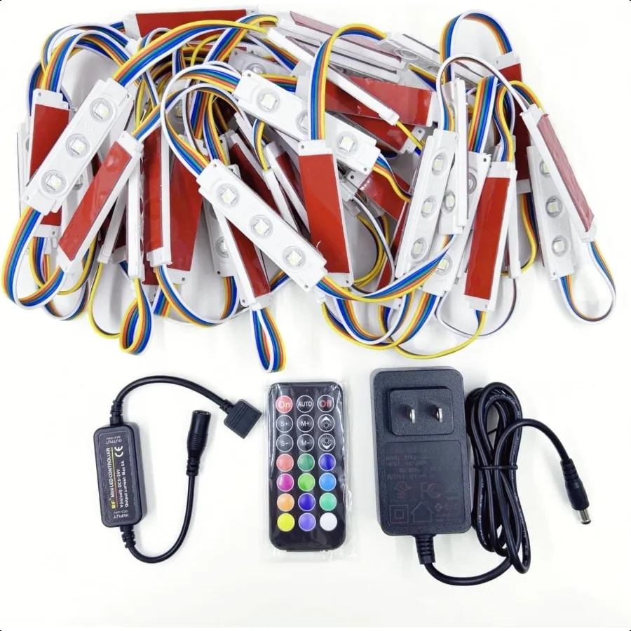 

Q QINGCHEN RGBW LED Module Strip Light UL Listed RGB+White 50pcs 25ft with Remote Control for Letter Sign Advertising Lightbox