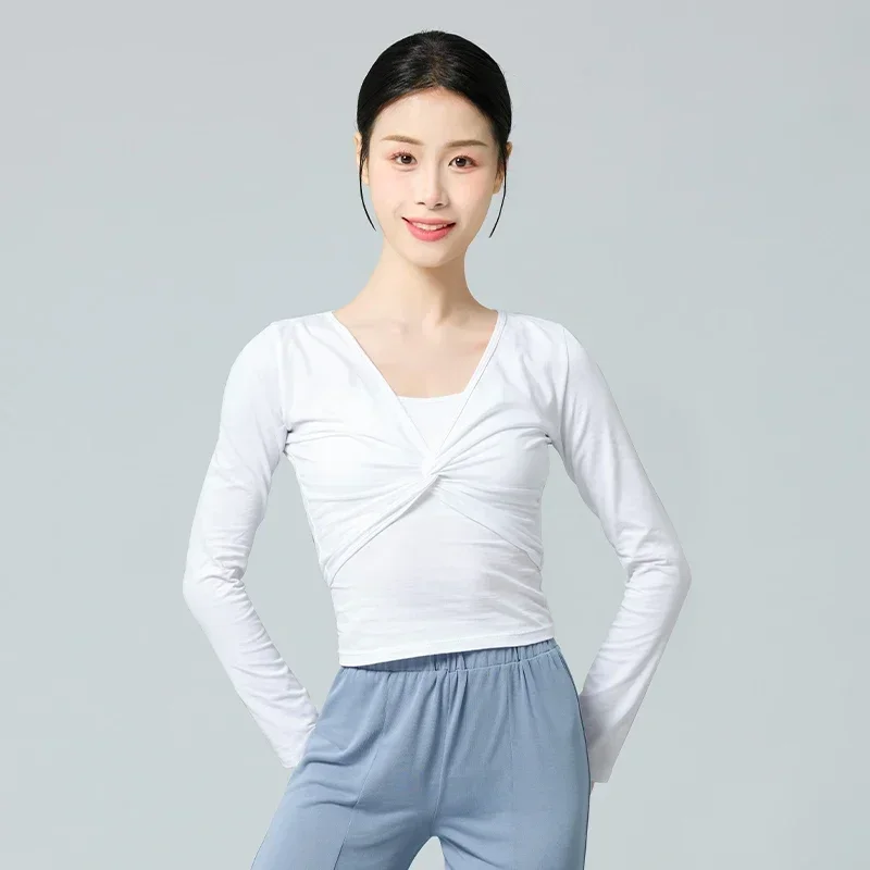 Haut pour femme, chemisier de danse de Ballet, manteaux de danse classique moderne, manches longues, hauts pour adultes et adolescents, tenues de Ballet