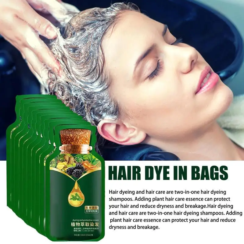 Natural Plant Herbal Hair Dye Shampoo 5 Minutes Change Hair Color Non-irritating Repairs Gray White Hair Care Products Women Men