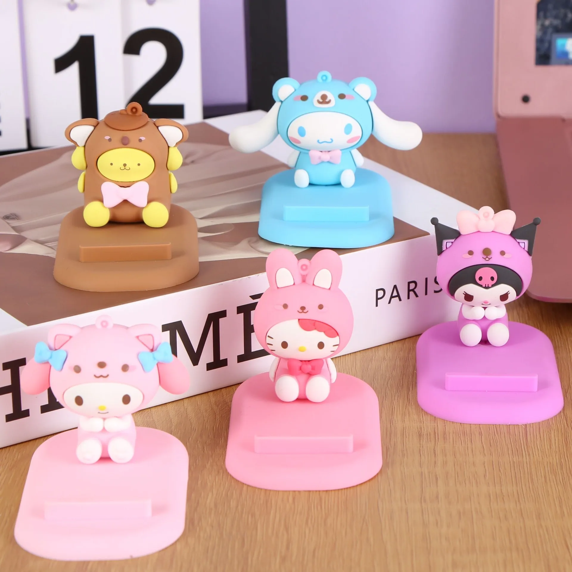 

Sanrio Creative Mobile Phone Tablet Stand Cute Anime Characters Hello Kitty Kuromi Melody Desktop Ornaments Accessories Gifts