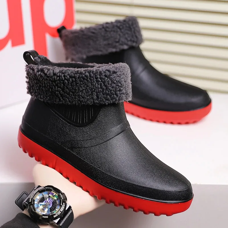 

Мужские водонепроницаемые нескользящие ботинки для поваров, повседневные дождевые ботинки, обувь для воды, уличная мужская обувь