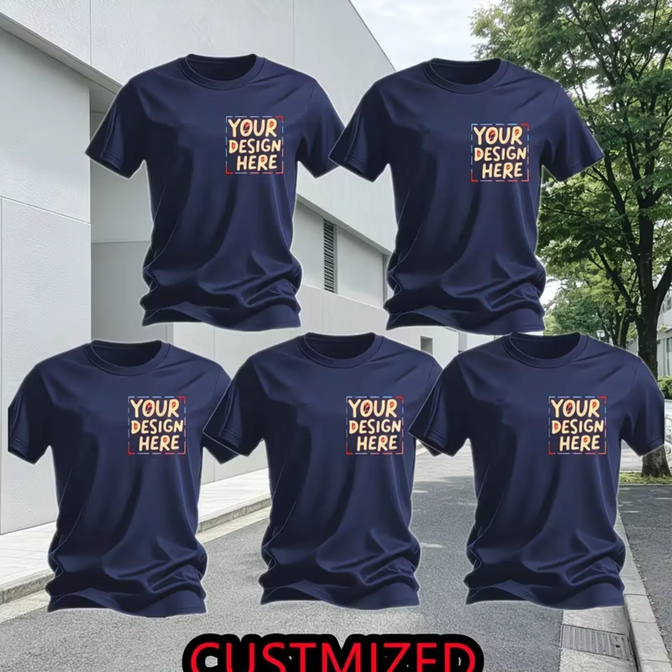 5-Pack Men's Custom Quick-Dry Sweat-Wicking Sports T-Shirts - Breathable Lightweight Summer Gym Tees, Custom Logo/Text Design