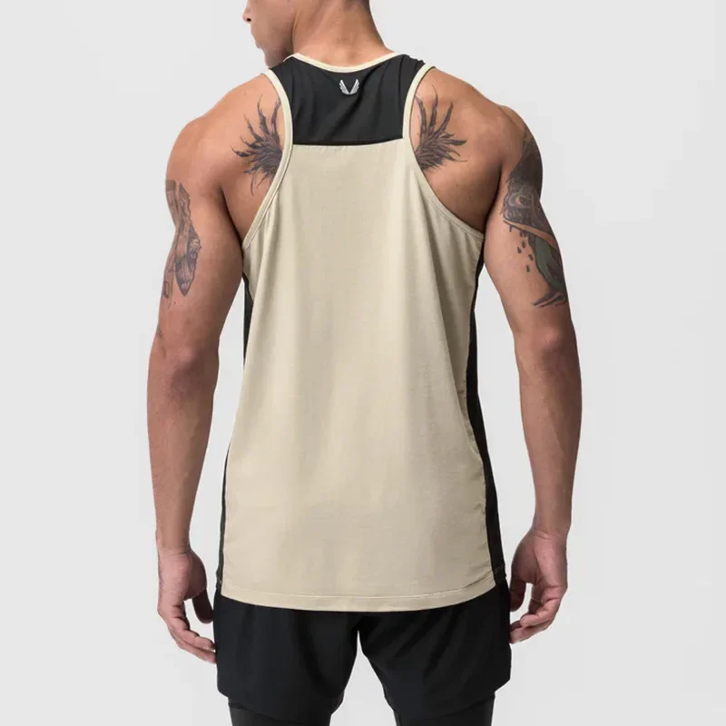 Men's Running Tank Top Gym Vest Bodybuilding Workout Sport Sleeveless Shirt Quick Dry Summer Training Fitness Stringer Singlet