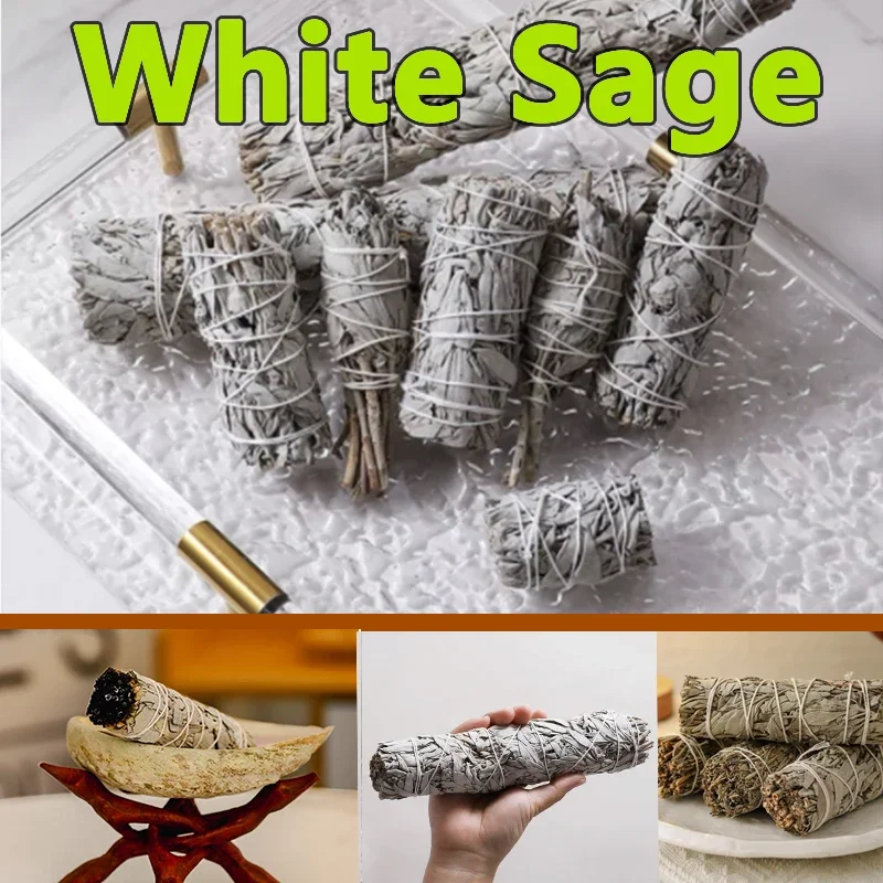 Natural White Sage Bundle Smudge Sticks Home Purification Pure Leaf Purification Meditation Portable Energy Cleansing Bundles