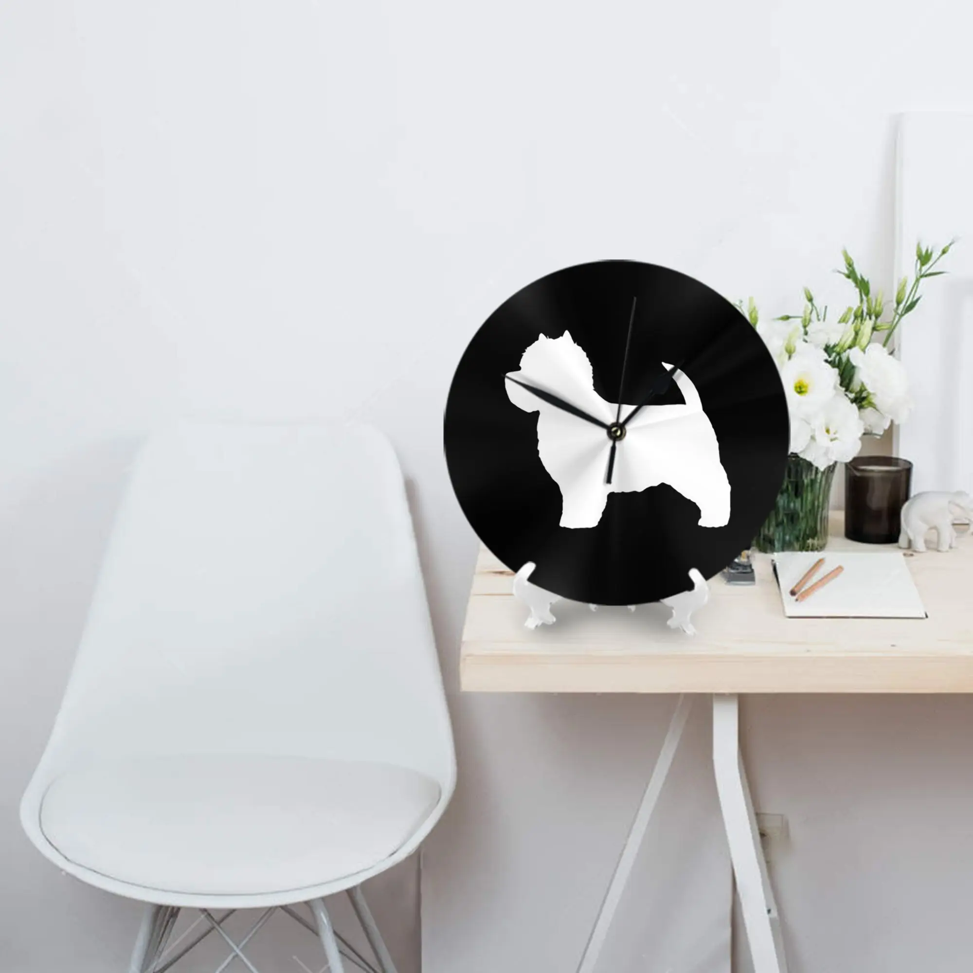 ويست هايلاند وايت جحر صورة ظلية (ق) ساعة حائط غرفة الديكور ساعة مستديرة صامتة لغرفة النوم المعيشة المطبخ المنزل #2