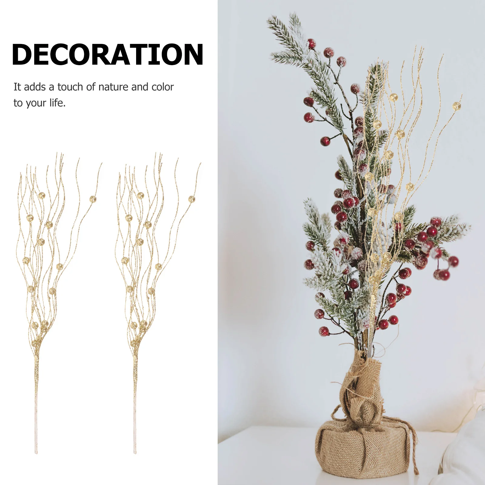 

5pcs Lifelike Artificial Plant Branches Simulation Twig For Vase Filler Home Office Decor Christmas Tree Ornament Fake Plants