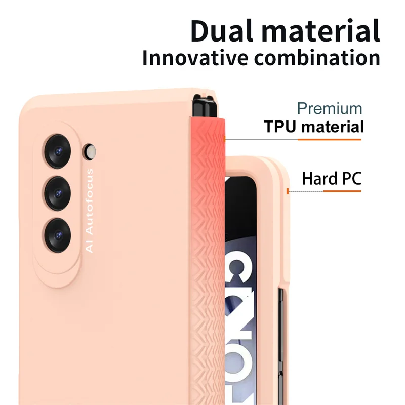 Suitable For Samsung Galaxy Z Fold 5 4 3 2 Hinge Leather Case With Front Glass Full Protection Ultra-thin Hard PC Cover