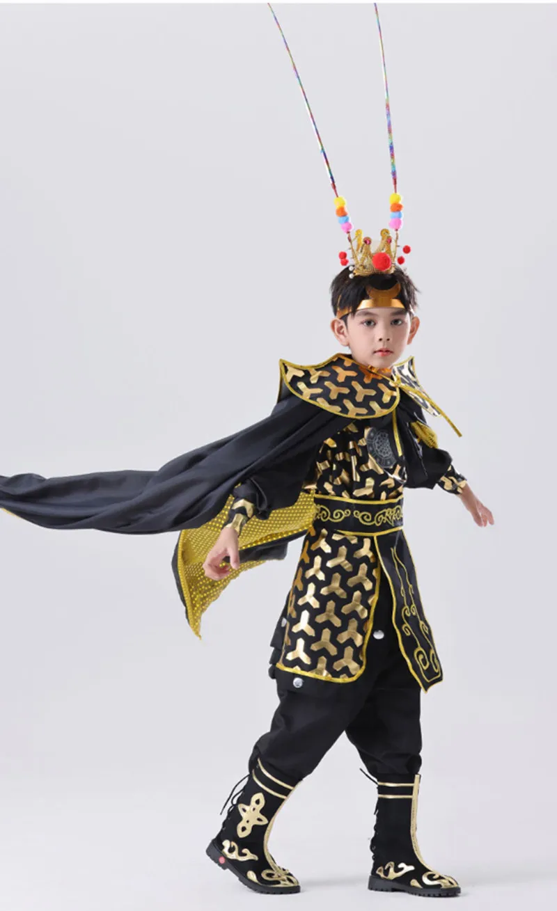 Black Red Sun Wukong Costume For Boys Children's Day Gift Clothing Carnival Christmas New Year Costume (Not Include Weapon)