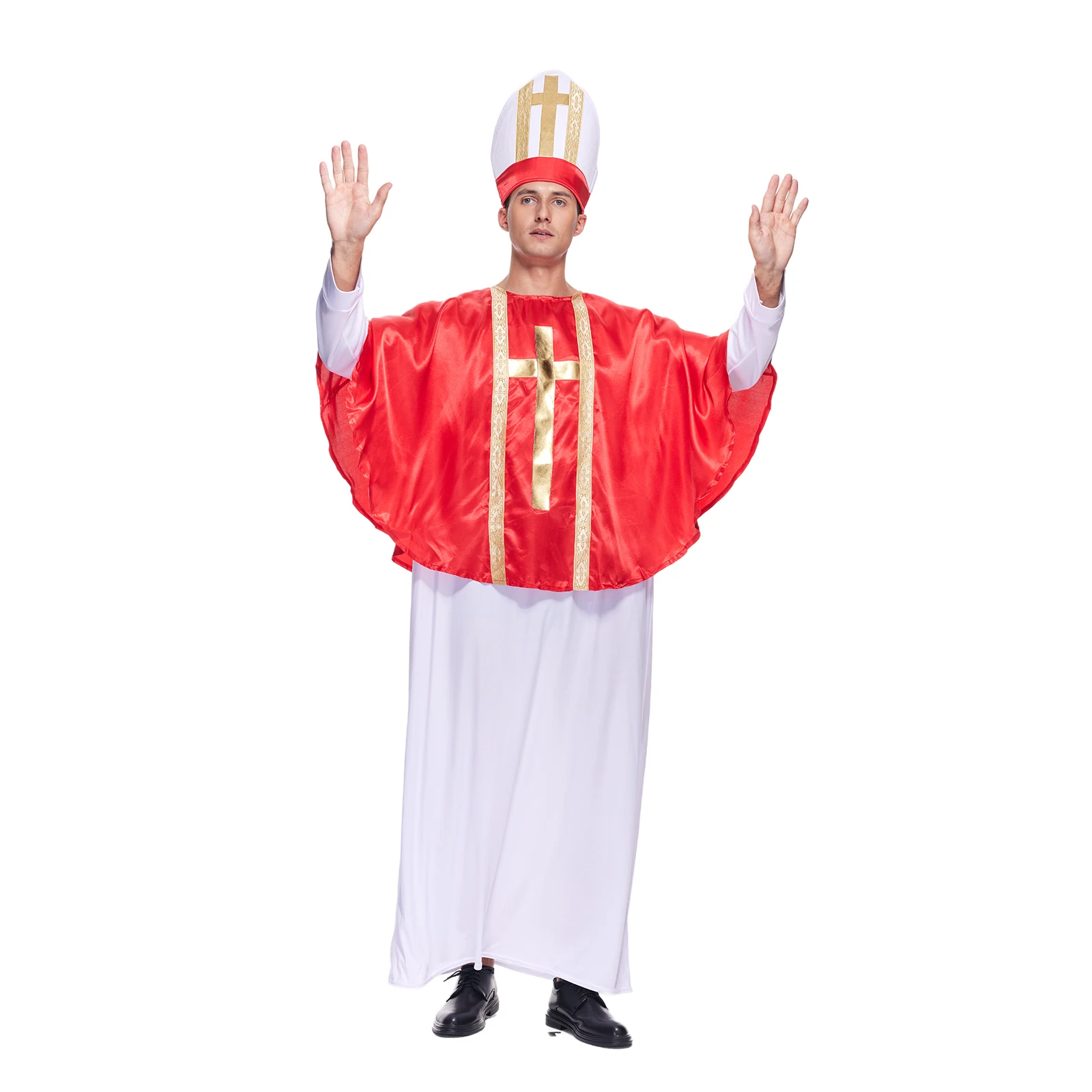 Men's Pope Costume Adult Halloween Priest Biblical Robes Carnival Easter Purim Fancy Dress