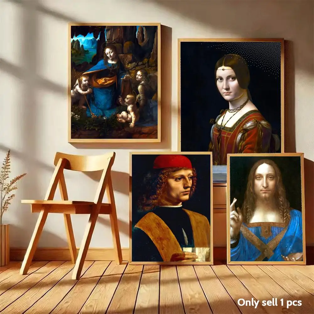 Autocollant d'art de Leonardo Da Vinci, Mona Lisa Salvator Mundi, pour salon, bar, décoration de la maison, peinture murale