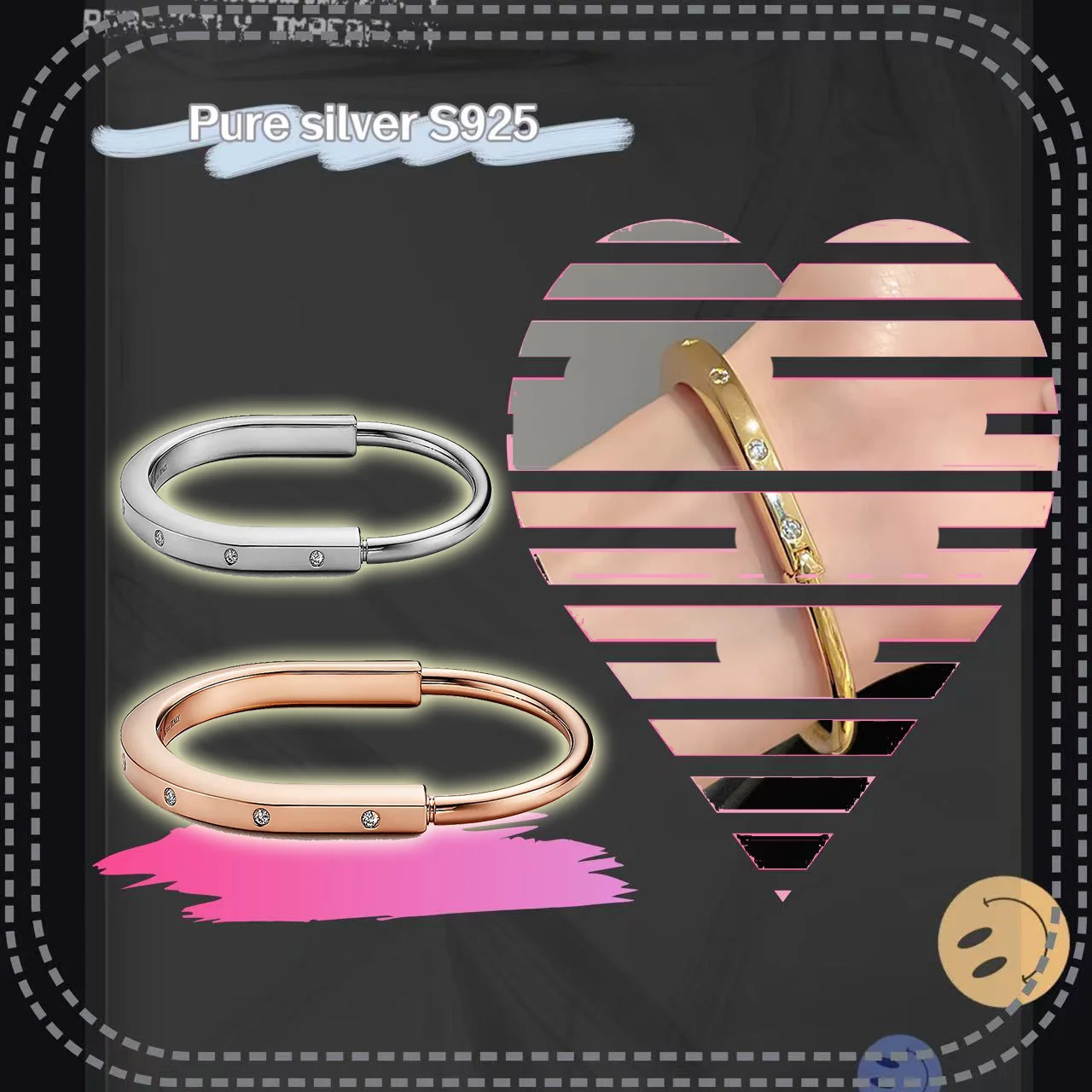 Solid silver S925 women's jewelry with sparkling circle design, wristband for proposal occasions, wearing holiday gift selection