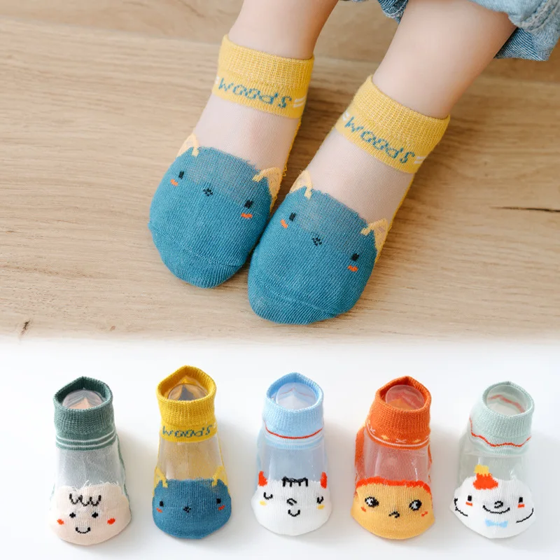 5 Pairs/lot Spring Summer Kids short Socks Children Cotton Breathable thin Socks for Girls Low Cut Anti-slip Sock WMF013