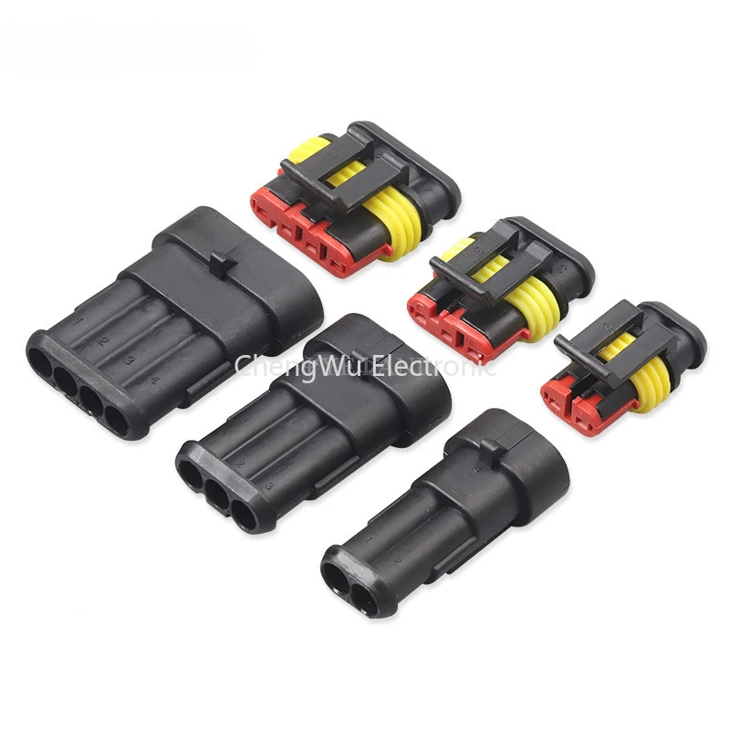 1sets 1/2/3/4/5/ Pins Way AMP Super Seal Waterproof Electrical Wire Connector Plug for Car Waterproof Connector