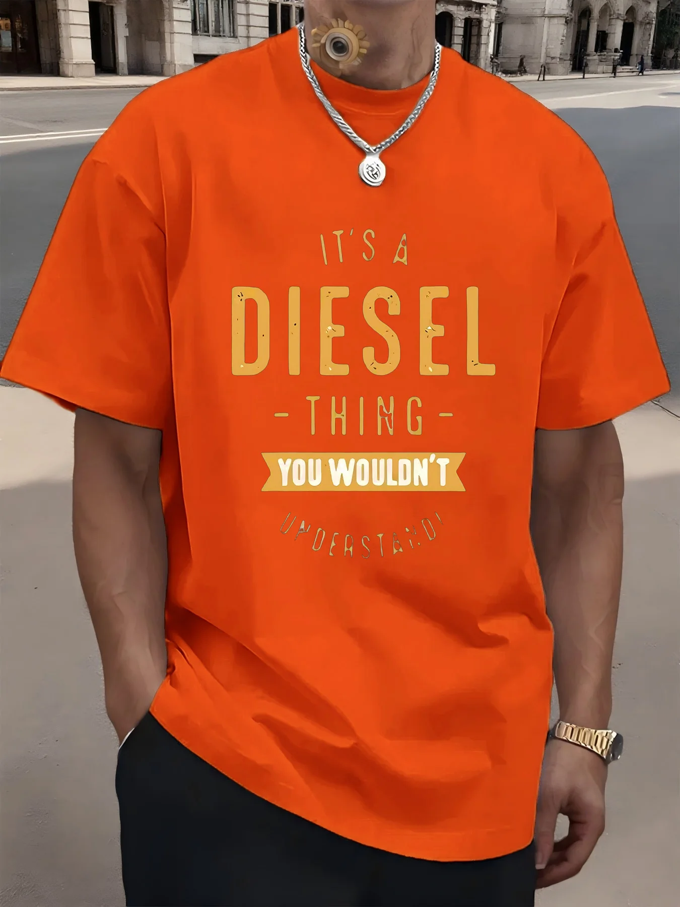 

Men's casual and fashionable short sleeved round neck printed T-shirt for streetwear, comfortable, soft and fashionable top