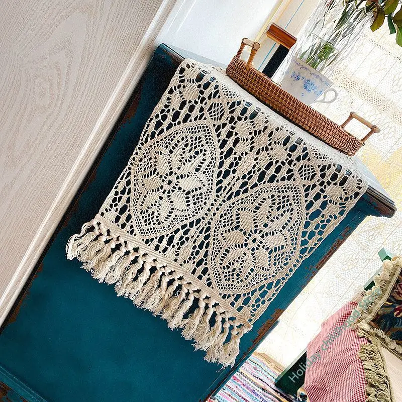 

American Rural heavy industry Crochet cotton knitting lace hollowed out tablecloth table flag tea table cloth TV cabinet cover