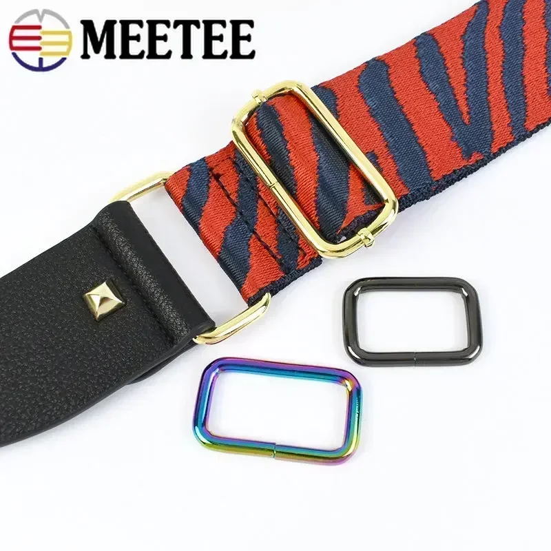 Meetee-hebillas de Metal rectangulares para cinturón, hebilla de anillo de cuero, broche de correa de bolso, ajustador de Clip, accesorios de