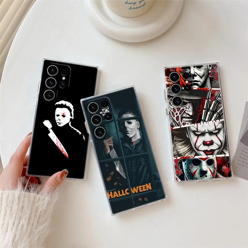 

Halloween Movie Michaels Myers S25FE Clear Case For Samsung Galaxy S25 S24 S23 Ultra S20 S21 FE S22 Plus A56 A17 A07 Phone Cover