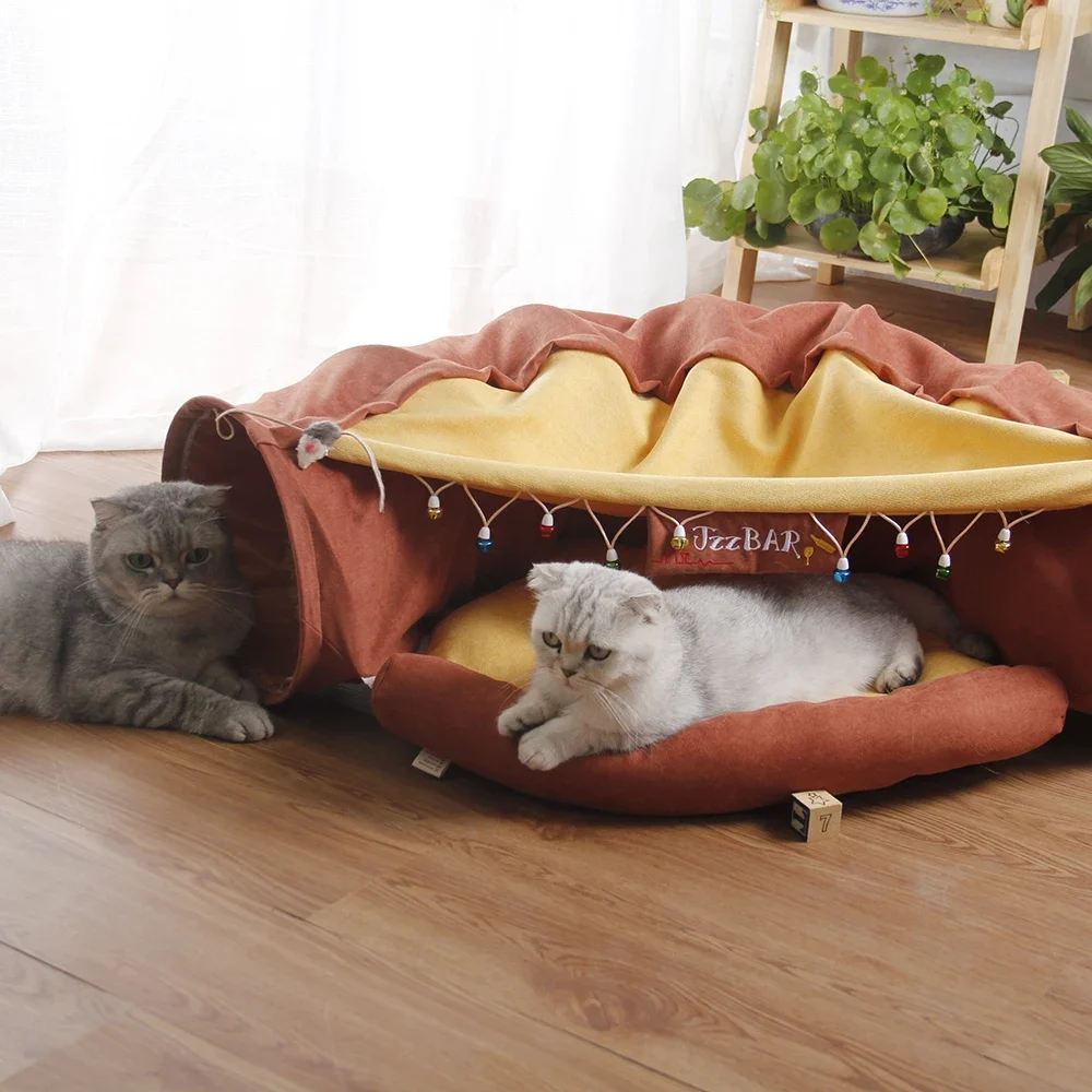 Pet Cats Tunnel Toy Interactive Play Toy Mobile Collapsible Rabbit Bed Tunnels Tube Indoor Toys Kitten Exercising Product