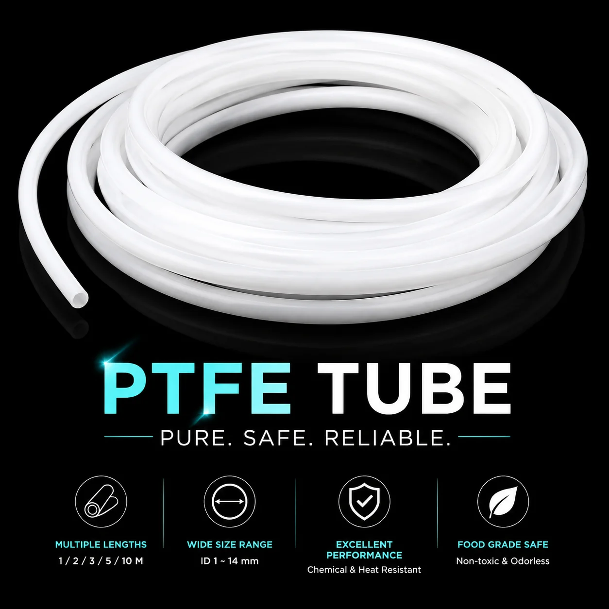 Inner Diameter 1-14mm Food Grade White PTFE Tube, High-Temperature And Corrosion-Resistant Insulated Tube