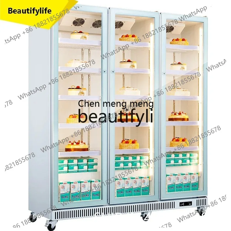 Large Capacity Double DoorCake Beverage Refrigerated Display Cabinet Fresh-keeping Refrigerator Vertical Commercial Beer Fr