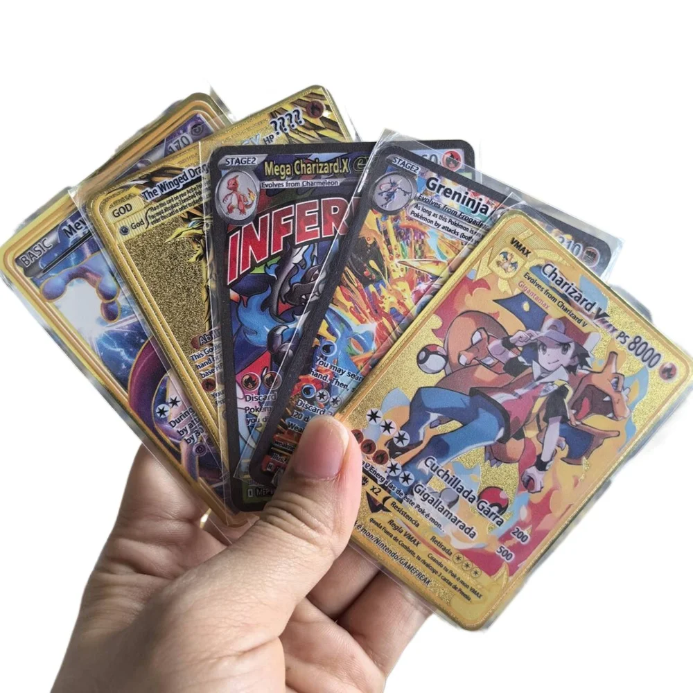 Poke Ball Metal Black English French Metal Card 183200 Points High Mach Charizard Vmax Mega GX Game Collection Card view 6