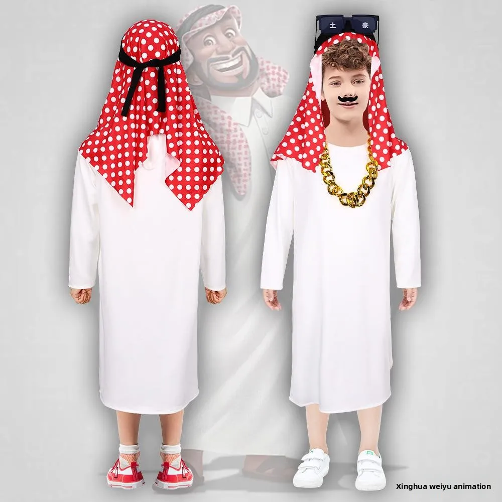 

Хэллоуин Косплей Костюм Принца Арабский Эк Дубай Принц Длинный Халат Забавный Трансграничный Этнический Женский Сценический Одежда